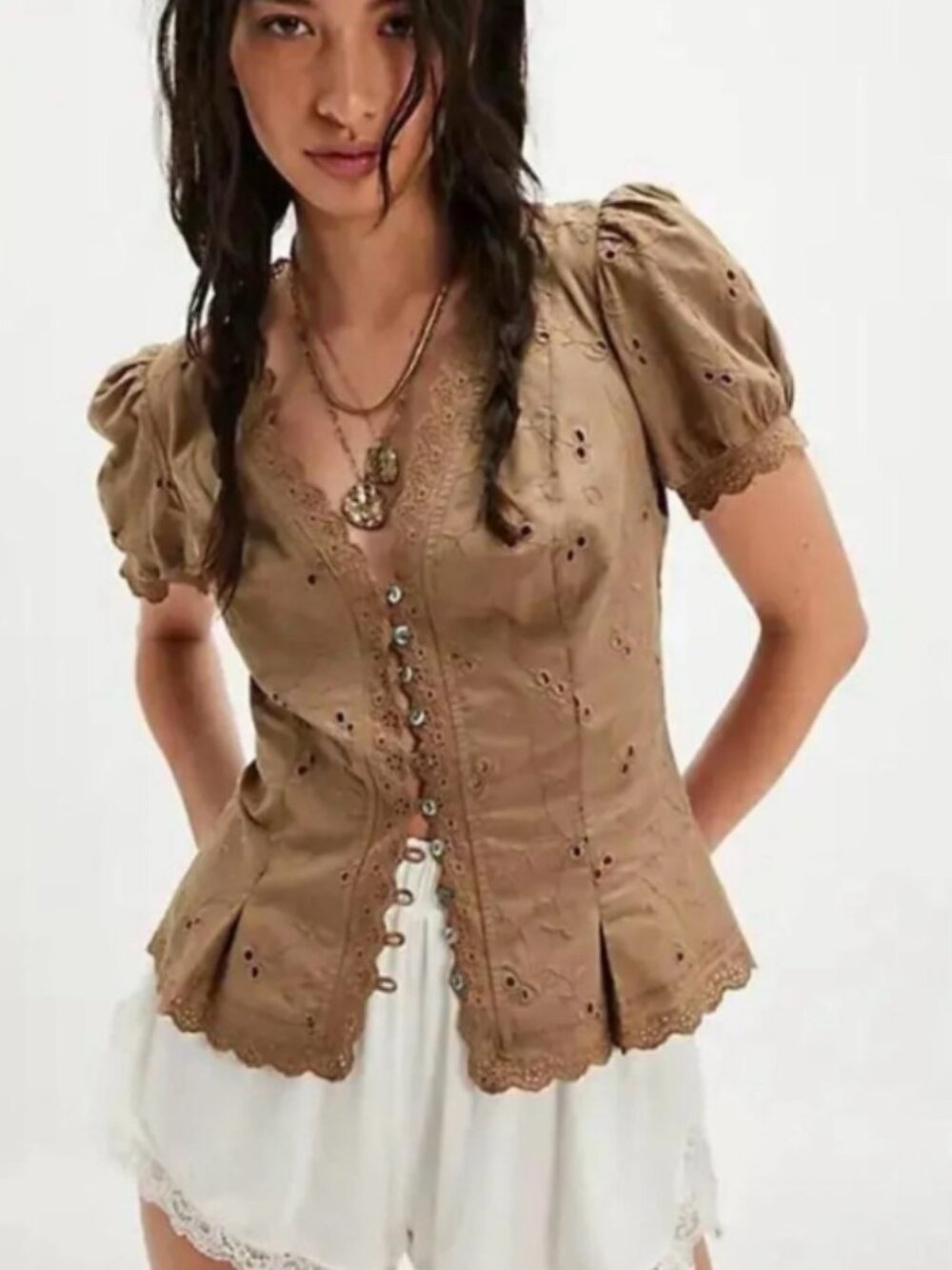 Free People Belle Eyelet Blouse - NWT | sz XS